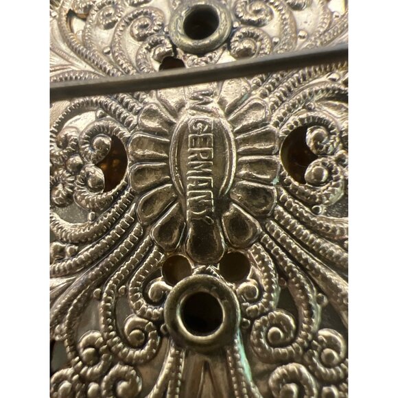 Vintage W Germany Cameo Brooch White on Black Art Glass Seed Pearls Rhinestones - Picture 5 of 11